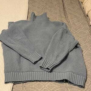 aerie Slate Blue Ribbed Turtleneck Sweater